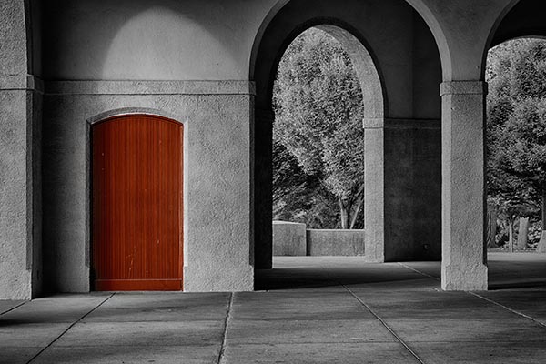 arches with red door